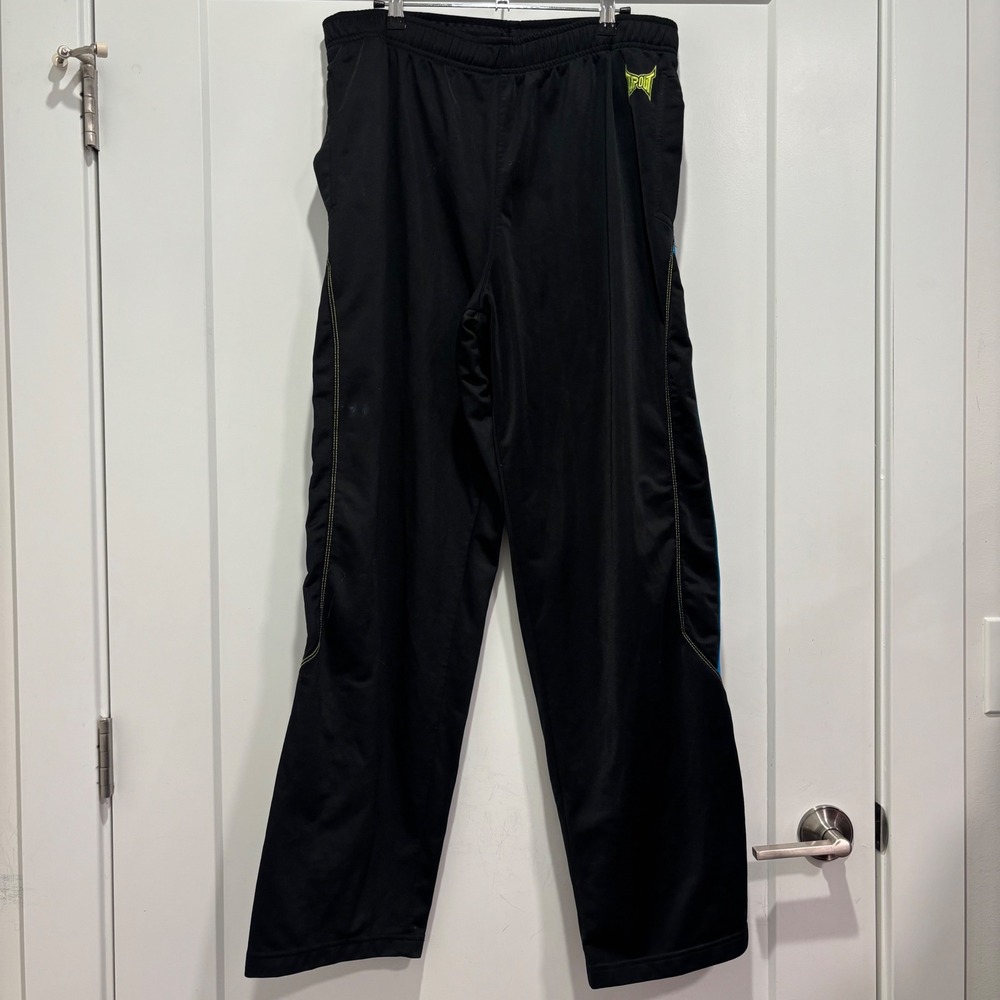 Tapout Mens Athletic Track Pants Vintage Black Blue Neon Green MMA Joggers Large